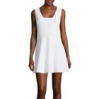 Love Reigns Sleeveless Eyelet Square-neck Dress- Juniors