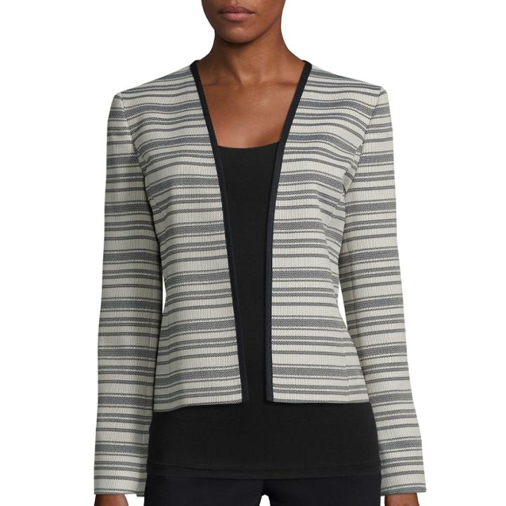 Black Label By Evan-picone Long-sleeve V-neck Stripe Jacket