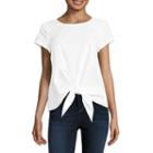 Project Runway Short Sleeve Knot Front Top