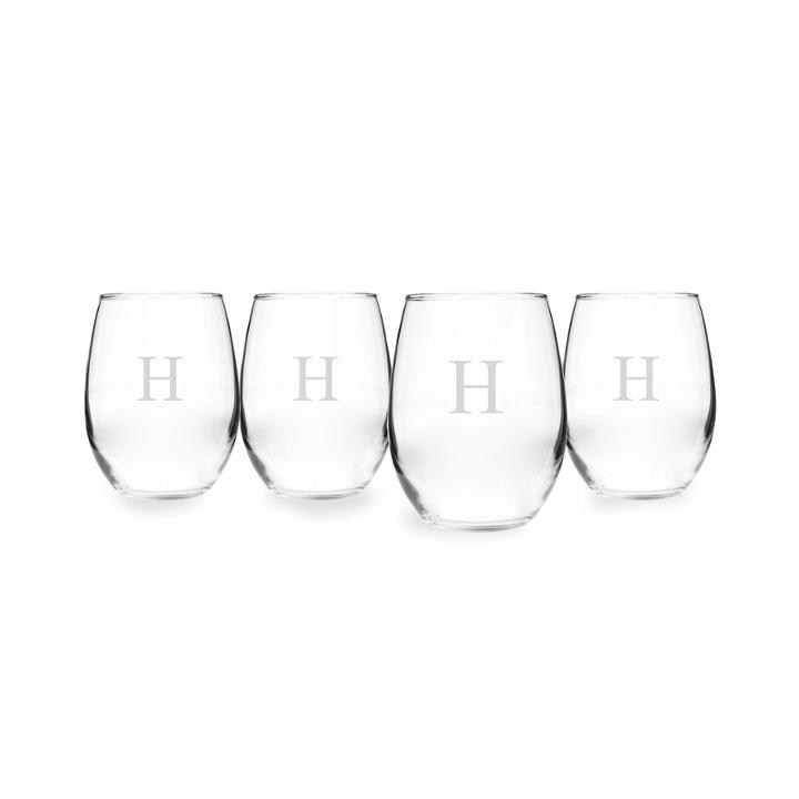 Cathy's Concepts Personalized Set Of 4 Stemless Wine Glasses