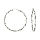 Sterling Silver Ribbon Twist Hoop Earrings