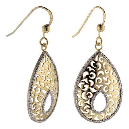 14k Gold Over Silver Textured Teardrop Earrings