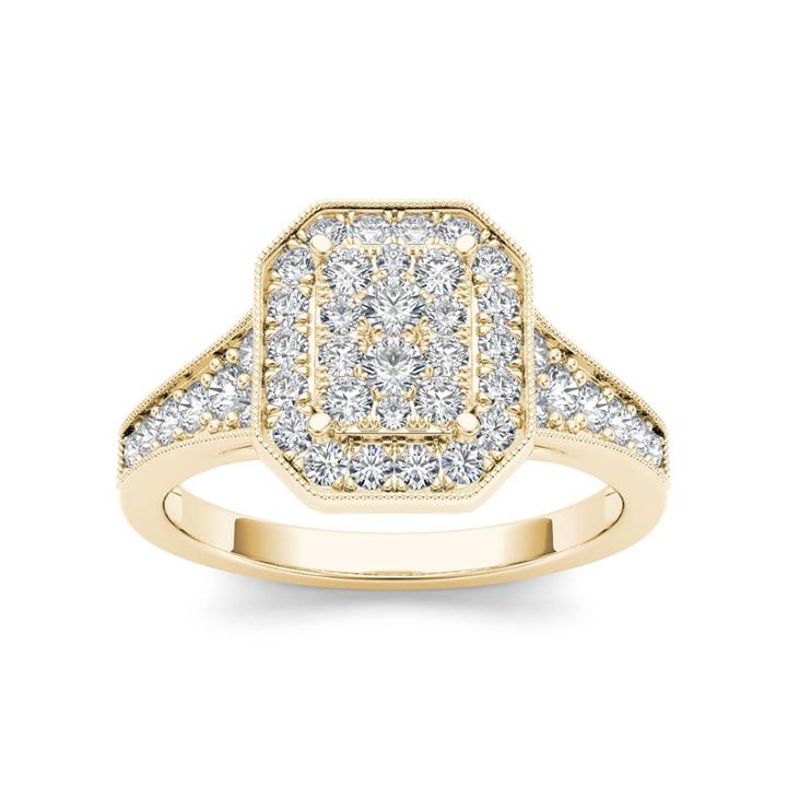 Womens 5/8 Ct. T.w. Genuine Round White Diamond 10k Gold Engagement Ring