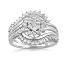Diamond Blossom Womens 1 Ct. T.w. Genuine Diamond White 10k Gold Cluster Ring