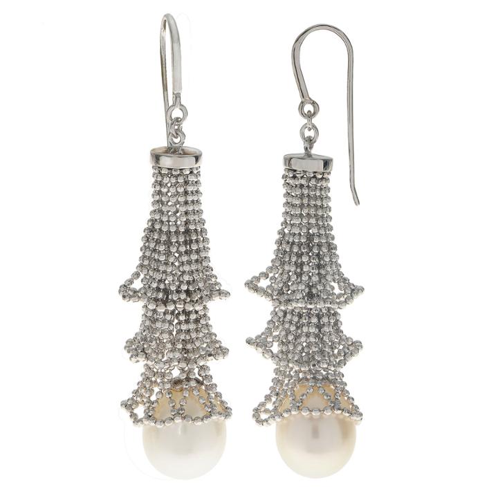 10-11mm Cultured Freshwater Pearl Sterling Silver Earrings