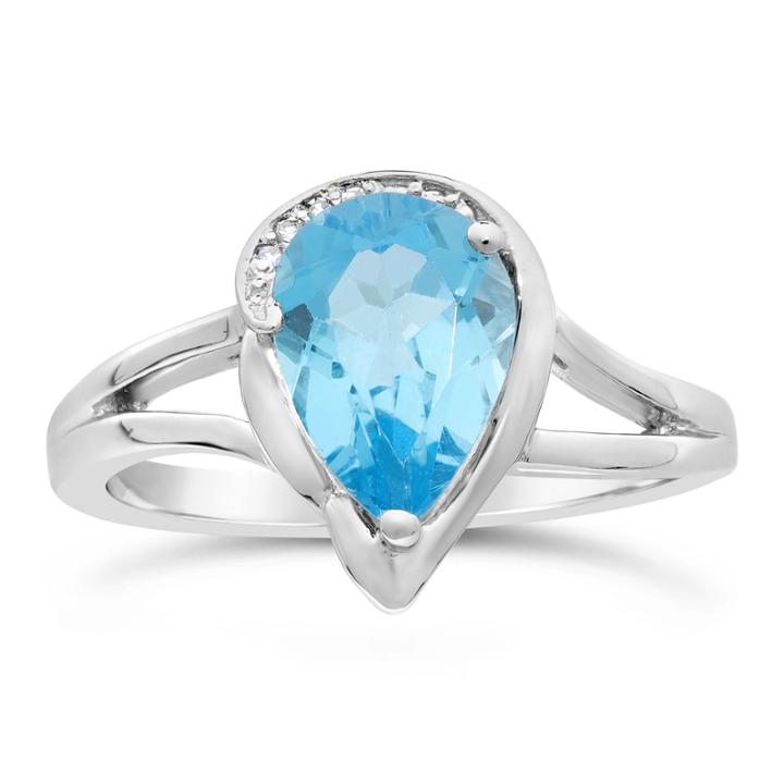 Womens Diamond Accent Blue Blue Topaz Sterling Silver Cocktail Ring