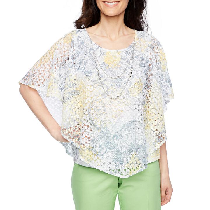 Alfred Dunner Charleston Short Sleeve Crew Neck T-shirt-womens Petites