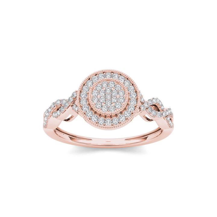 1/5 Ct. T.w. Diamond 10k Rose Gold Cluster Engagement Ring