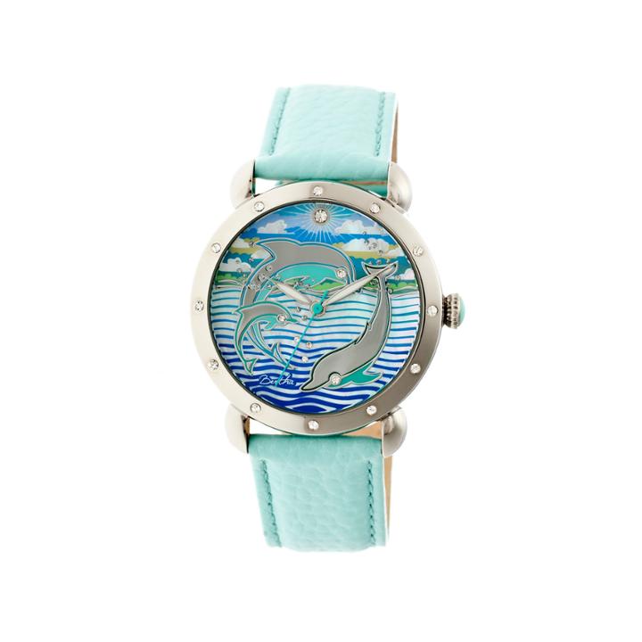 Bertha Womens Estella Mother-of-pearl Turquoise Leather-band Watchbthbr5101