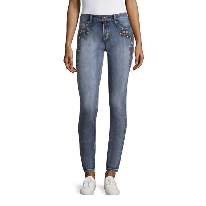 Love Indigo Embroidered Skinny Jean