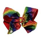 Jojo Siwa Large Signature Hair Bow W/sequins Rainbow