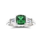 Simulated Emerald & Lab-created White Sapphire Sterling Silver 3-stone Ring