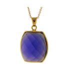 Athra Purple Glass Stone Hexagon Pendant Necklace
