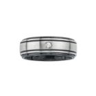 Mens Diamond Accent Stainless Steel & Ceramic Wedding Band