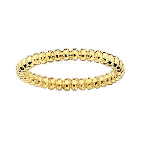 Personally Stackable 18k Yellow Gold Over Sterling Silver 3.5mm Beaded Ring