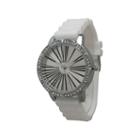 Olivia Pratt Womens Rhinestone Bezel Roman Numeral Dial White Silicon Watch 20369white