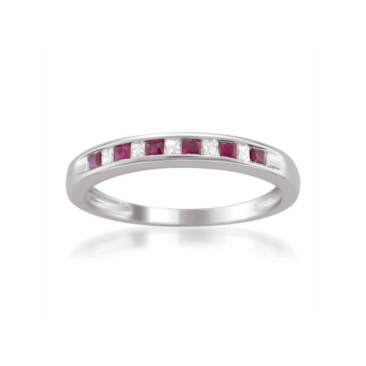 Womens 1/10 Ct. T.w. Red Lead Glass-filled Ruby 14k Gold Wedding Band
