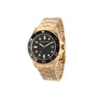Personalized Mens Gold Tone Black Dial Diver Bracelet Watch