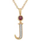 J Womens Genuine Red Garnet 14k Gold Over Silver Pendant Necklace