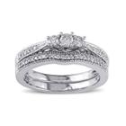 1/3 Ct. T.w. Diamond 10k White Gold 3-ring Bridal Ring Set