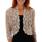R & M Richards 3/4 Sleeve Scallop Neck Shrug