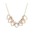 14k Tri-color Gold Mystic Open Hearts Necklace