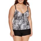 Arizona Geometric Tankini Swimsuit Top-juniors Plus
