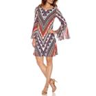 Msk Long Sleeve Geometric Shift Dress