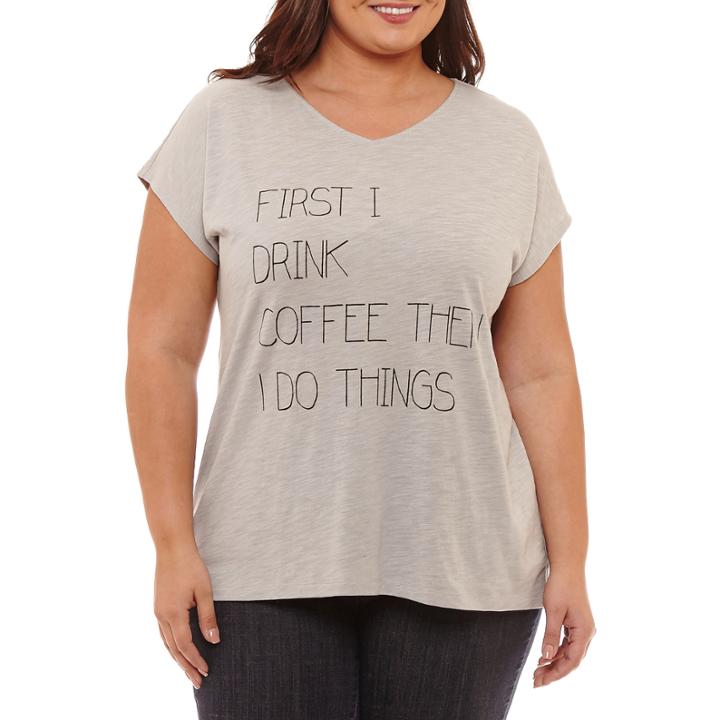 St. John's Bay Short Sleeve Dolman Graphic Tee-plus