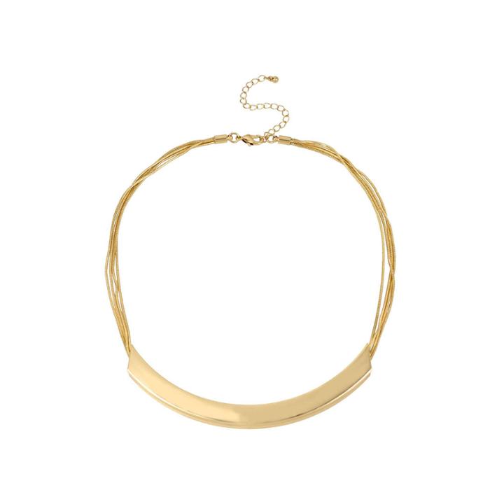 Worthington Gold-tone Curved Bar & Chain Necklace