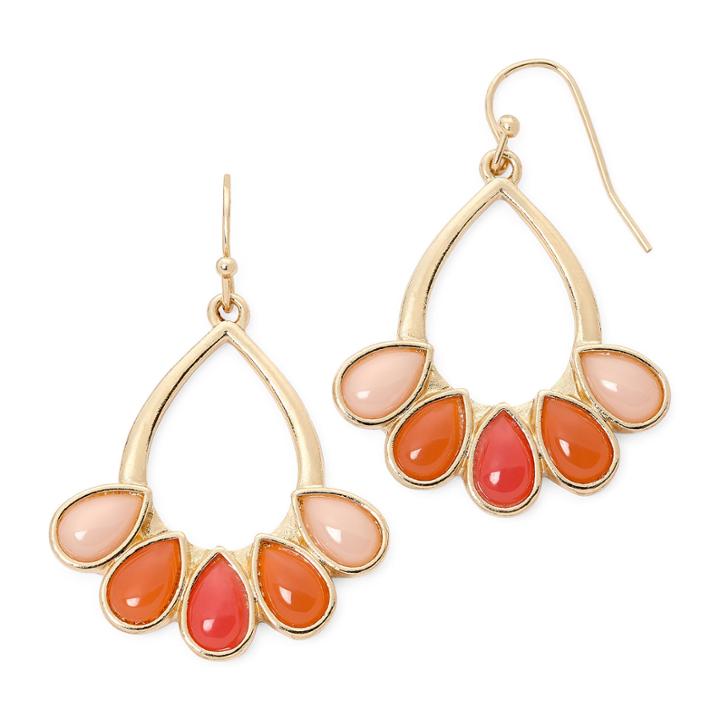 Liz Claiborne Gold-tone Orange Teardrop Earrings