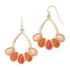 Liz Claiborne Gold-tone Orange Teardrop Earrings