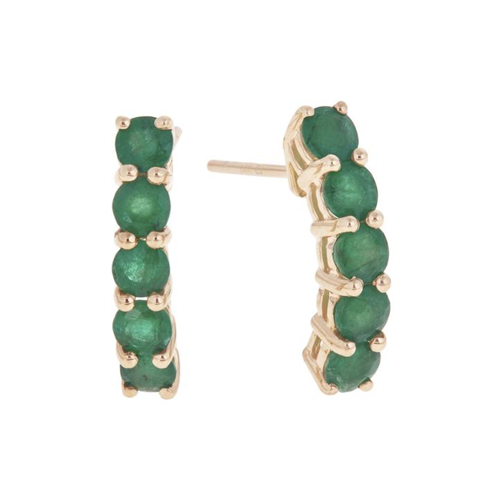 Limited Quantities Genuine Emerald 14k Yellow Gold Linear Earrings