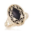 Womens Dyed Black Onyx 10k Gold Cocktail Ring
