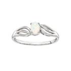 Womens Lab Created White Opal Sterling Silver Solitaire Ring