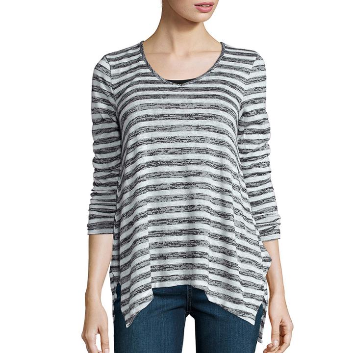 A.n.a Long-sleeve V-neck Stripe Shirt