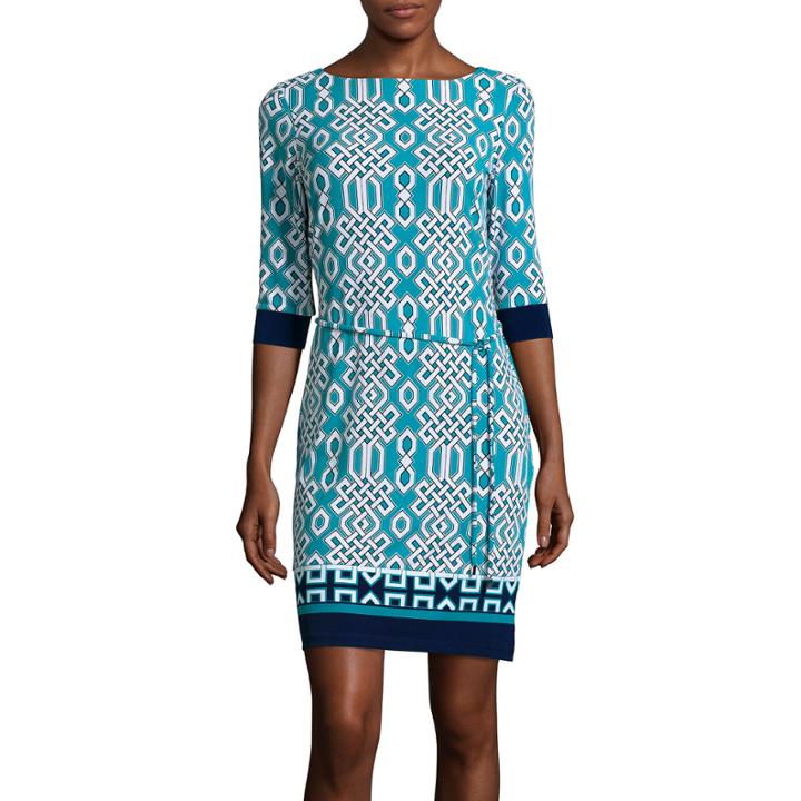 Liz Claiborne 3/4-sleeve Print Shift Dress