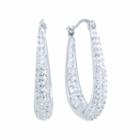 Sparkle Allure Silver Over Brass Clear Crystal Hoop Earrings