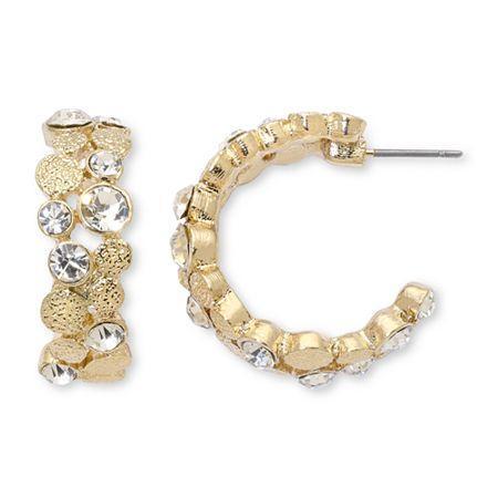 Monet Gold-tone & Glass C-hoop Earrings