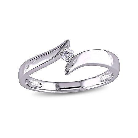 Diamond-accent 10k White Gold Solitaire Bypass Promise Ring