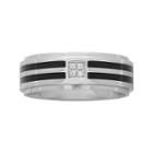 Mens Diamond-accent Comfort Fit Two-tone Wedding Band