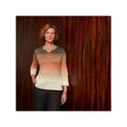 Alfred Dunner Jungle Habitat Split Crew Neck Ombre Sweater