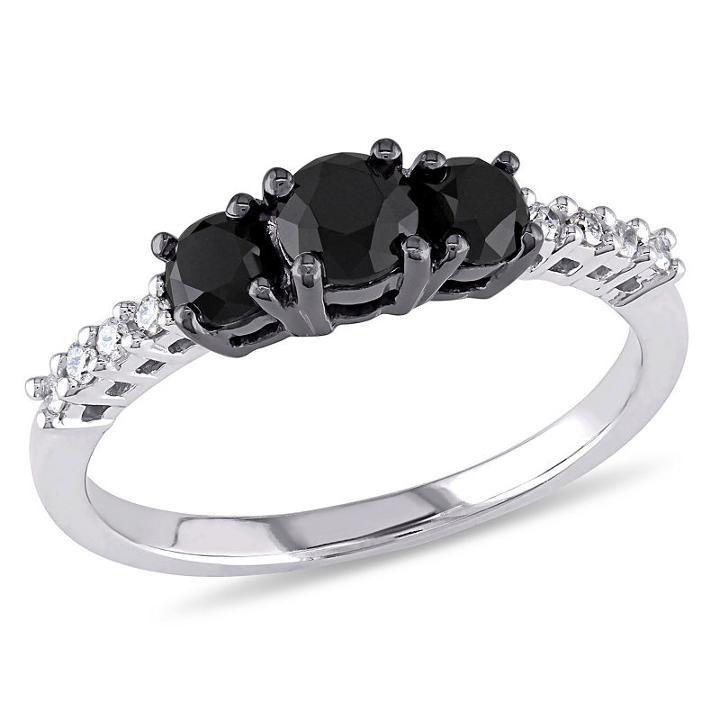 Love Lives Forever Womens 1 Ct. T.w. Diamond Black 3-stone Ring