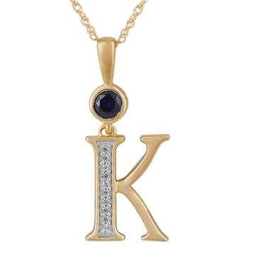 K Womens Lab Created Blue Sapphire 14k Gold Over Silver Pendant Necklace