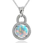 Dazzling Designs&trade; Simulated Opal And Cubic Zirconia Circle Pendant Necklace
