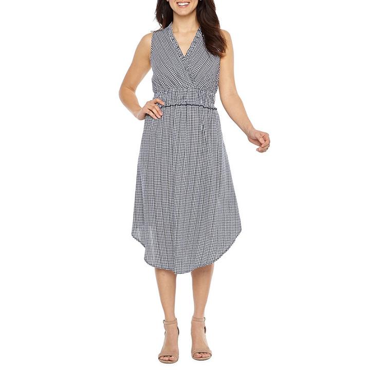 Sharagano Sleeveless Gingham Fit & Flare Dress