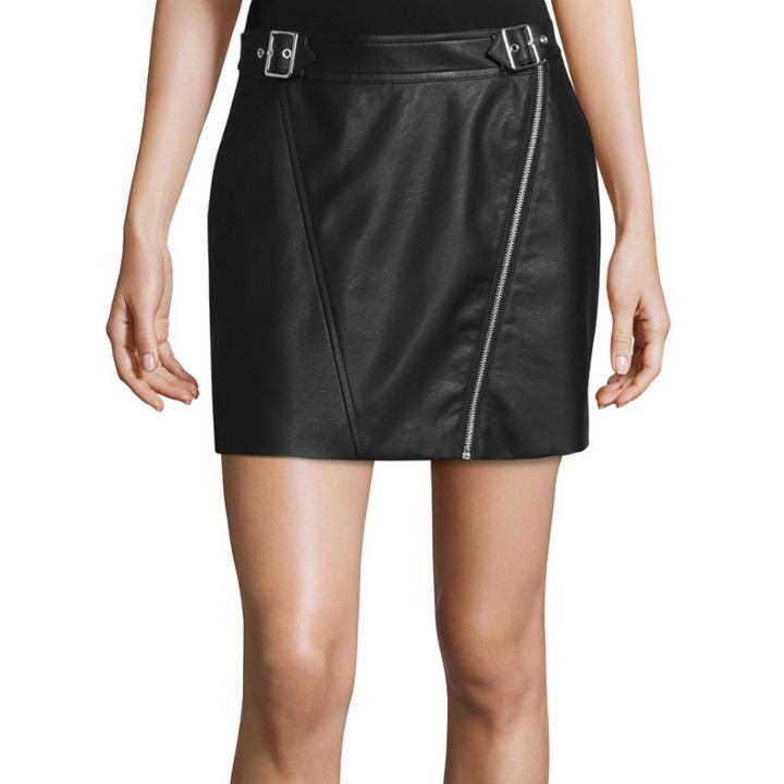 Decree Buckle-front Pleather Skirt