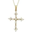 Cubic Zirconia Cross Pendant In 14k Gold Over Sterling Silver Necklace