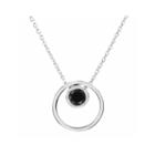 Black Onyx Sterling Silver Double Circle Pendant Necklace