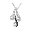 1/10 Ct. T.w. White And Color-enhanced Black Diamond Sterling Silver Pendant Necklace